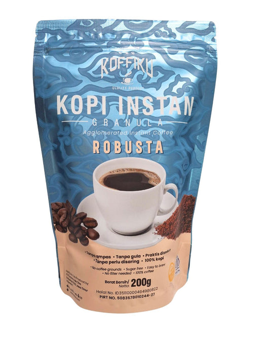 [ROBUSTA] Koffiku-KOFFILOVA Agglomerated Instan Coffee Kopi Hitam Bubuk Tanpa Ampas Surabaya Sugar Free Organic Dairy Free Natural